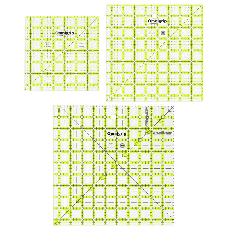 Omnigrid Omnigrip NonSlip Square Quilting Rulers Combo Pack, Sizes 61